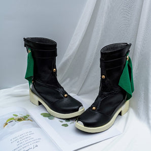 Chinese Style Fashion Women Shoes Black and Green